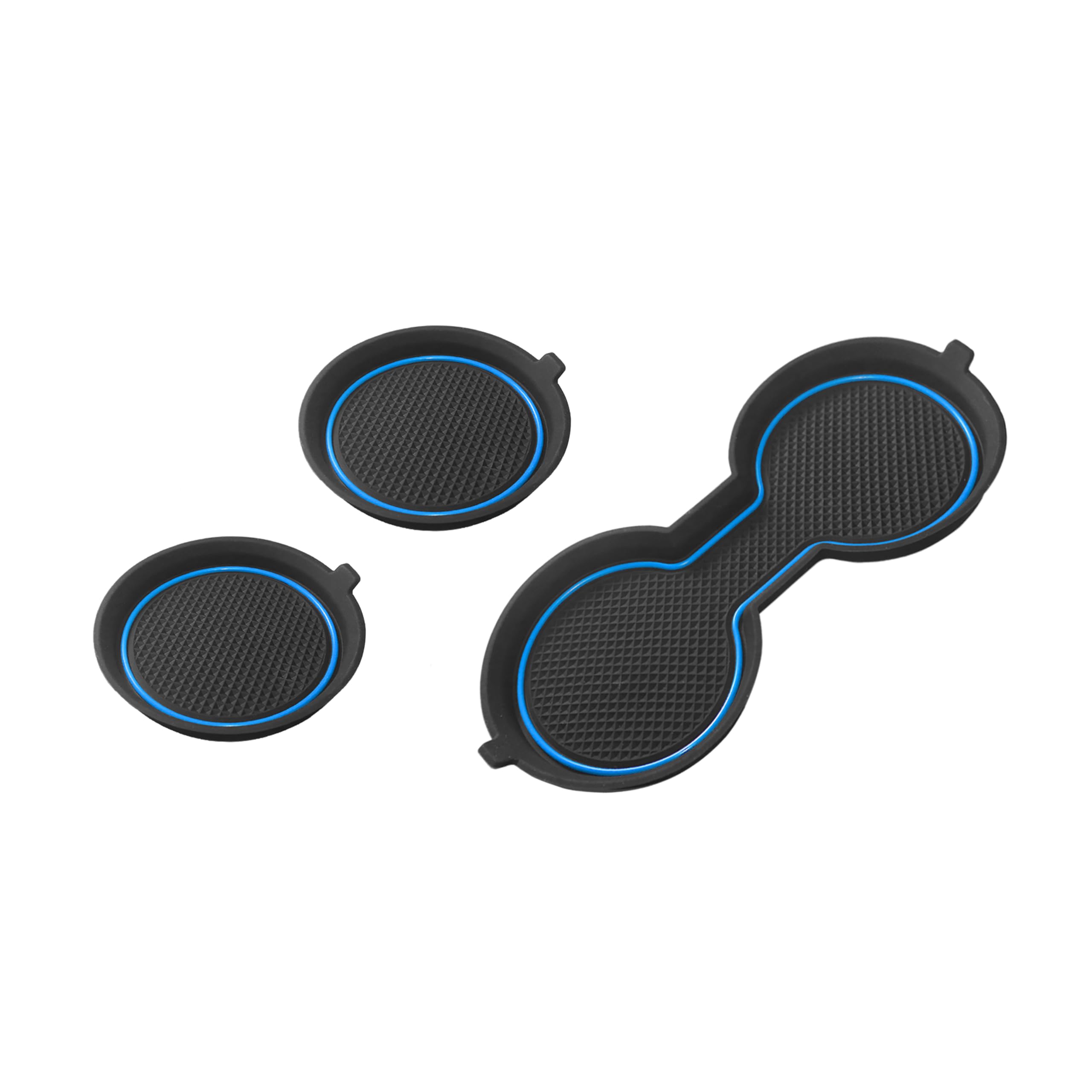 SENSHINE Cup Holder Inserts Liners for Tesla Model 3 Accessories 2021-2023 for Model Y 2025 2021-2024 Center Console Cup Holder Coasters Protector Mats Pads 3D Silicone 3Pcs (Blue Trim)
