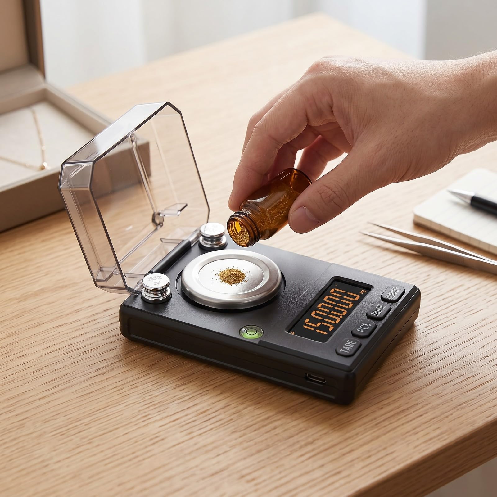 Asixxsix Digitale Milligrammwaage 100 g, 0,001 g, LCD-Display