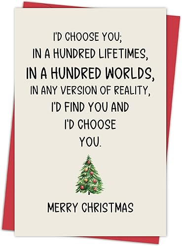 Serzhiho Romantic Christmas Card for Wife Husband, Merry Christmas Card for Boyfriend Girlfriend, Love Poem Xmas Cards with Love and Warmth, sentimental Xmas Gift for Her Him