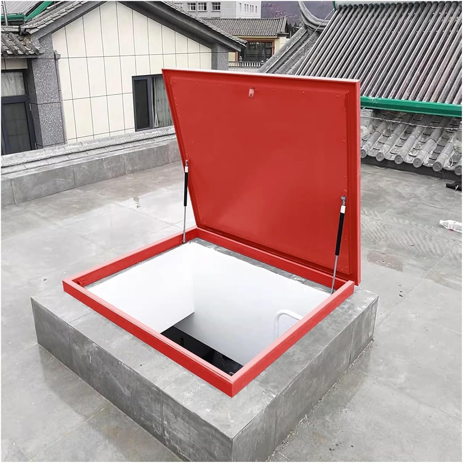 VUIKLCty Basement Exit Cover, Attic Skylight Cover, With 2 Gas Struts, External Roof Hatch Cover To Prevent Wind And Rain(75 * 75cm)
