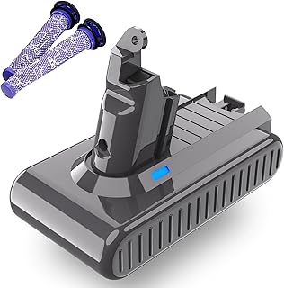 6.0Ah 21.6V Replacement Battery for V6 Battery Compatible with SV03 SV04 SV05 SV06 SV07 SV09 VTC4 DC58 DC59 DC61 DC62 DC72 DC74 V6 Animal V6 Absolute V6 Motorhead Handheld Vacuum + 2 Filters