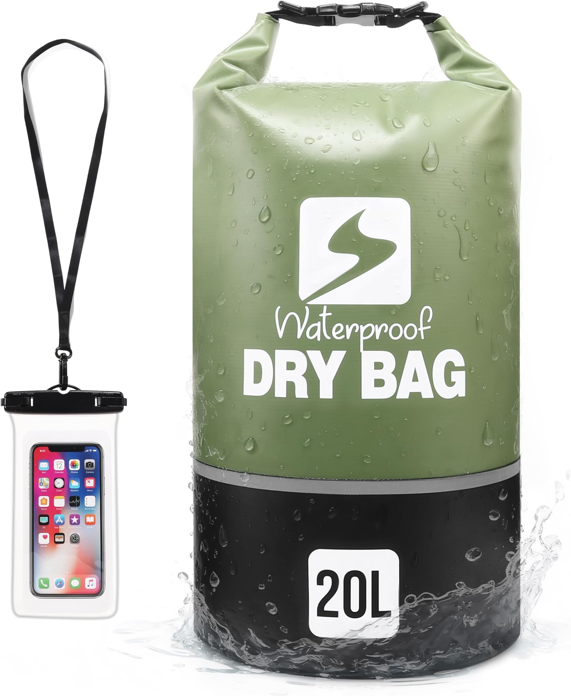 Waterproof Dry Bag Roll Top Lightweight Dry Backpack for Boating, Kayaking, Travel, Beach, Swimming, Hiking & Camping - Floating Dry Sack with Adjustable Shoulder Straps 20L