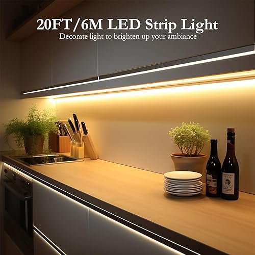 Miniatura 2 de JOYLIT Tira de luz LED COB de 24 V para interiores, 20 pies19.7 ft, 4000 K, blanco natural, CRI 93+ 320 LEDsM, cinta LED regulable uniforme uniforme
