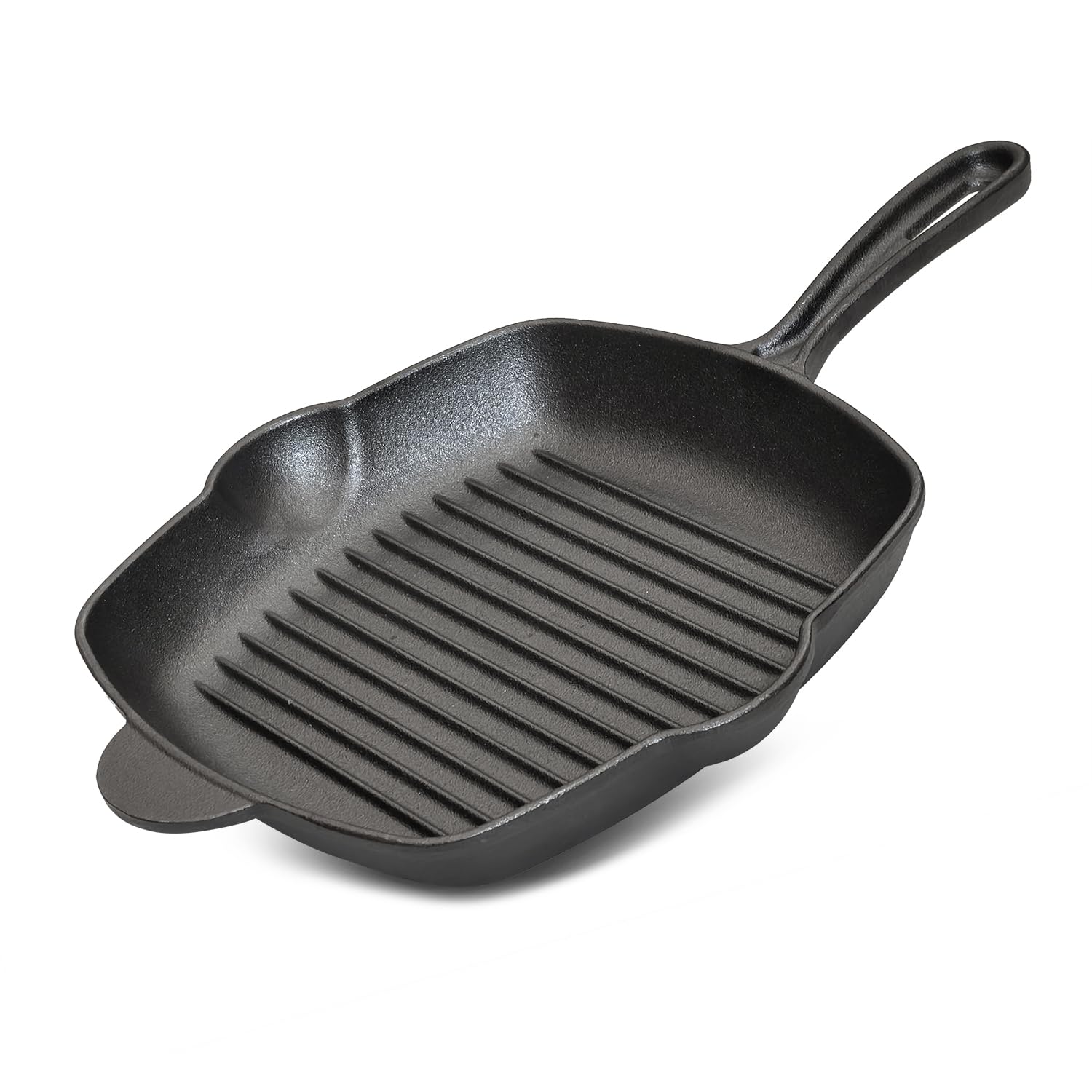 Taylor & Brown Black Cast Iron Square Griddle, 10" Frying Pan, Pre-Seasoned Non-Stick Pan for All Hob Types, Oven Safe Heavy Duty Skillet with Pouring Lip & Ridged Surface