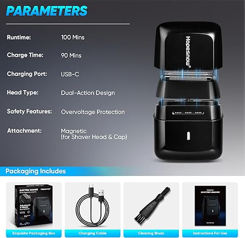 Miniatura 7 de Afeitadoras eléctricas de aluminio para hombres, mini maquinilla de afeitar eléctrica con 4 cuchillas flotantes, maquinillas de afeitar inalámbricas