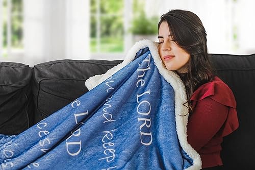 Miniatura 2 de Manta de oración  Ultra suave y cálida colcha de doble capa con las Escrituras de 50 x 65 pulgadas  Manta de franela azul índigo y forro polar