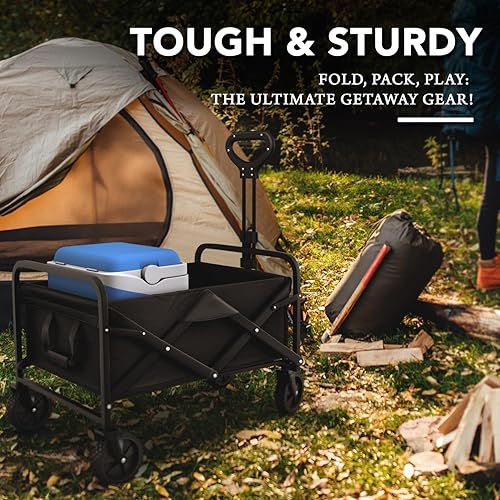 Miniatura 2 de Carro plegable y resistente con mayor capacidad, perfecto para ir de compras, eventos deportivos, comestibles, mudanzas, camping, lavandería, playa,