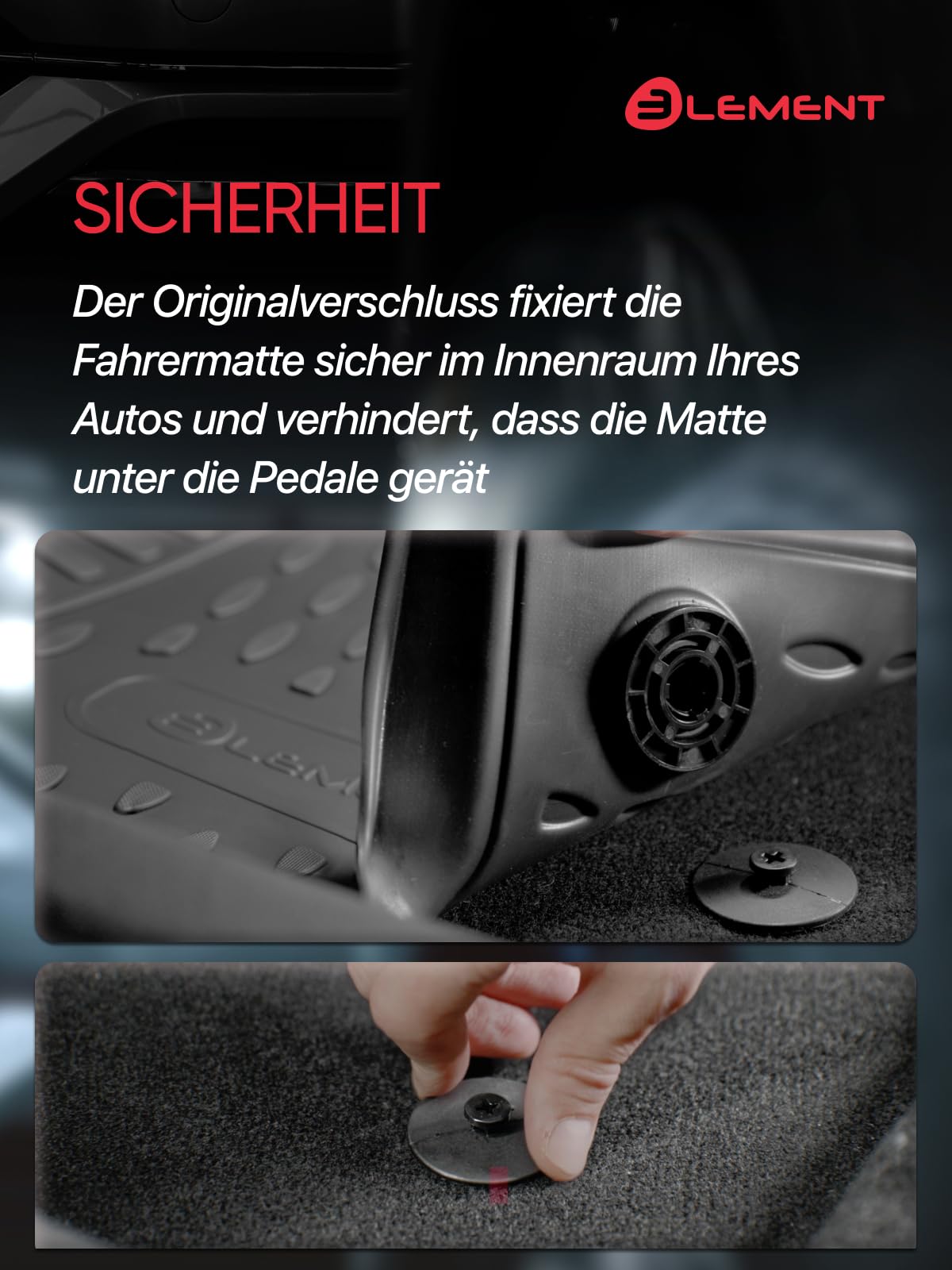 ELEMENT Tappetini Auto in Gomma TPE 3D per TESLA Model Y | 2020 -> | Tappetini Auto Originali 100% Adatti, Tappetini Gomma Auto Universali Resistanti, Tappetini 3D per Auto