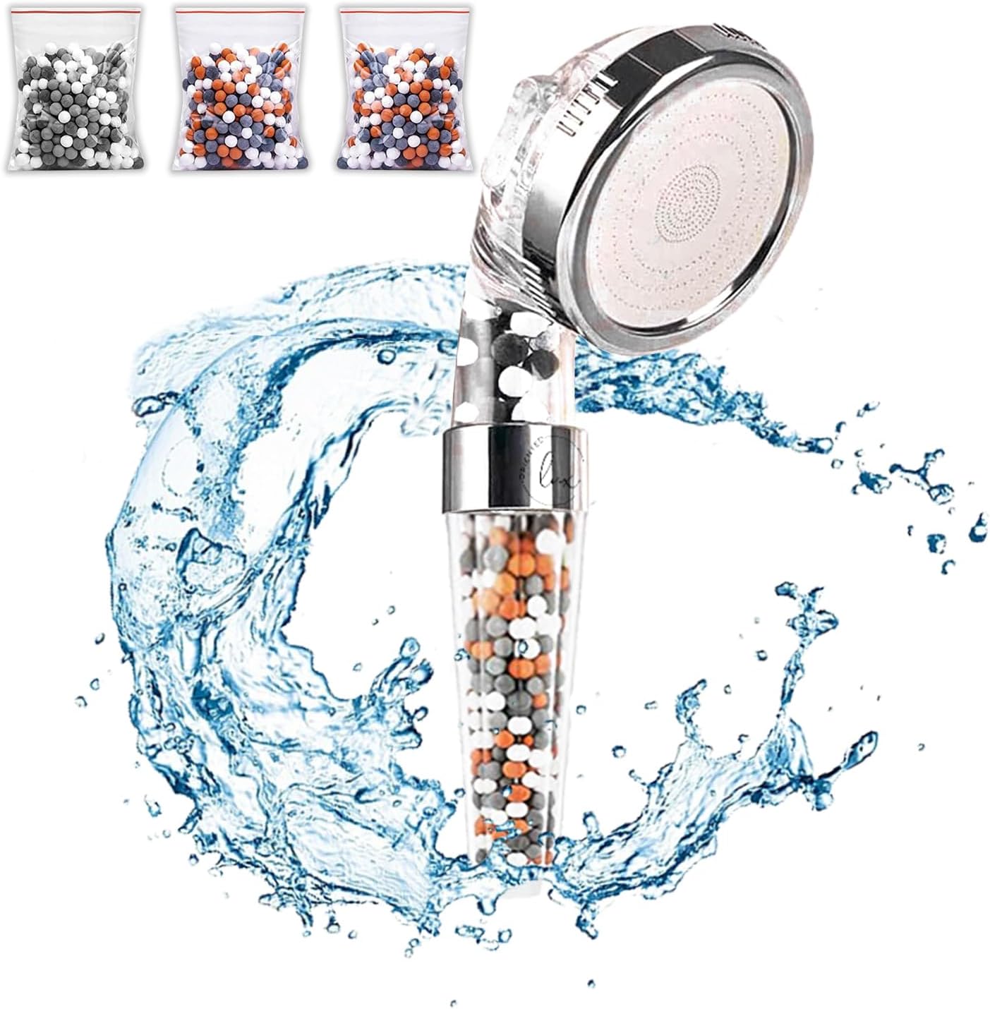 Luxoriented Showerhead Filter for Hair Loss, 8'' Transparent Ionic