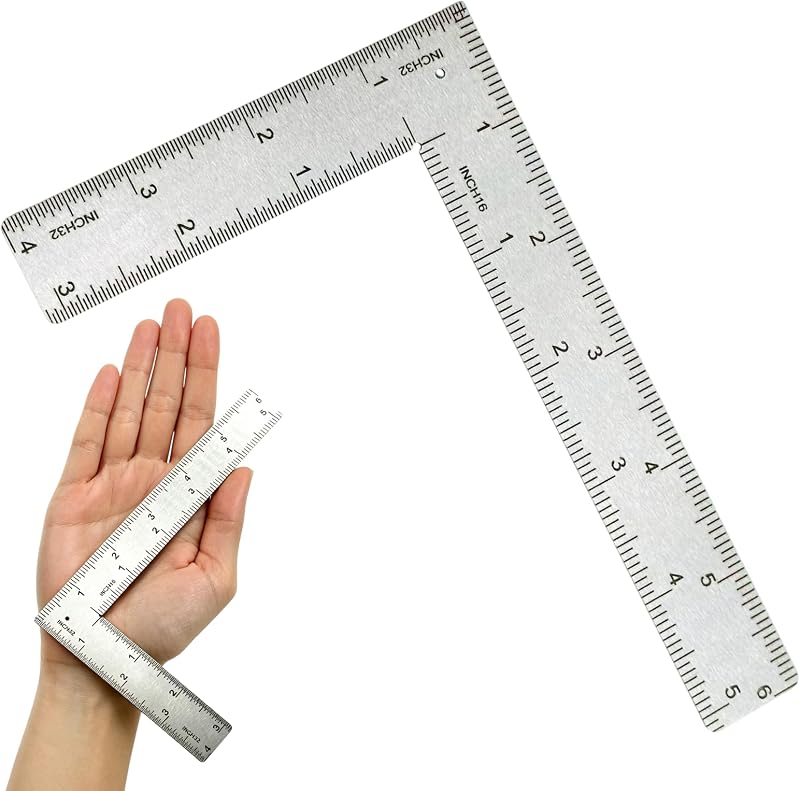 Regla cuadrada en forma de L de acero inoxidable, escuadra de marco de precisión de 4 pulgadas por 6 pulgadas, herramienta de medición de regla de ángulo recto de 90 grados para carpintero, ingeniero, carpintero