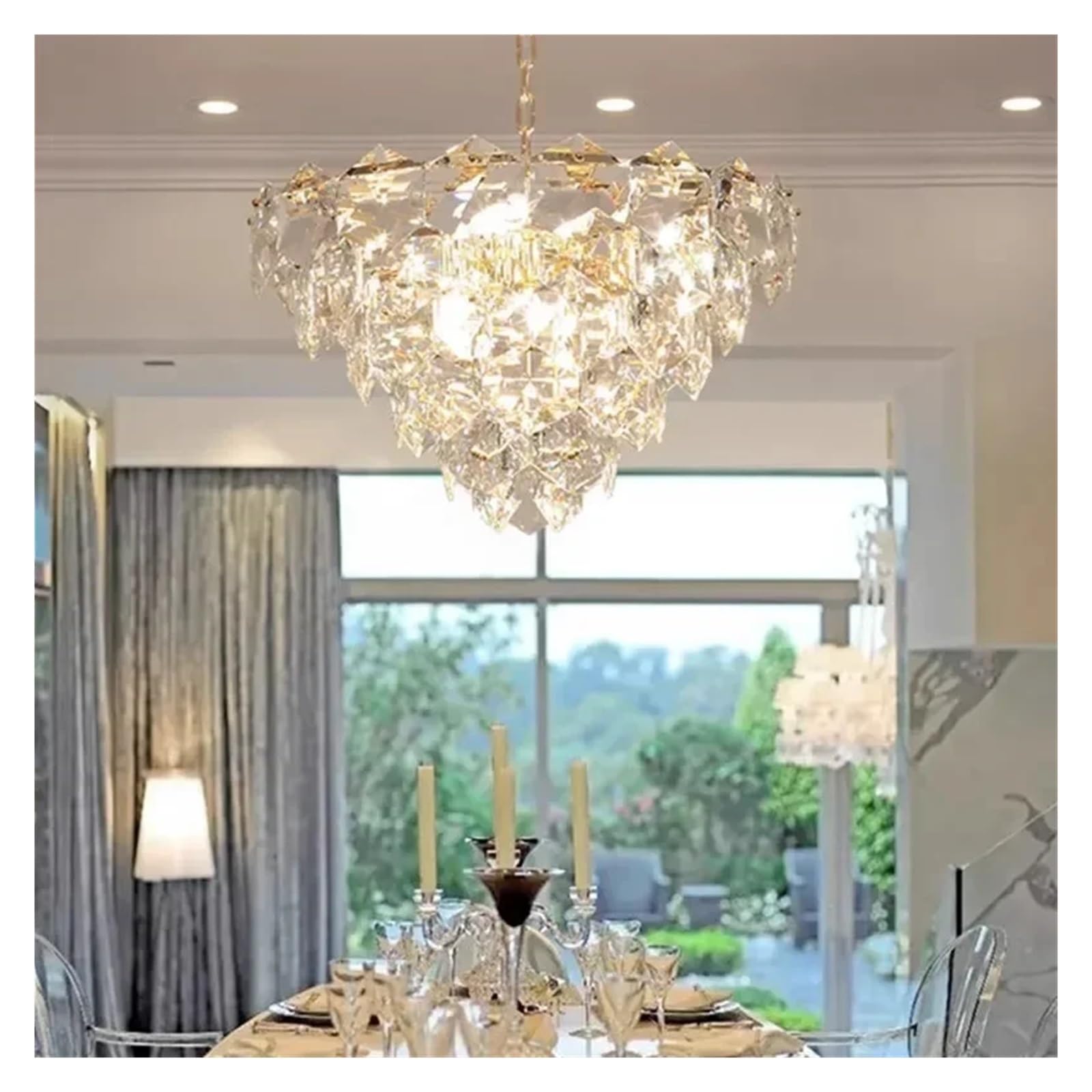 SXECAEPS Modern LuxuryGlass Crystal Chandelier Stair Villa Living Room Home Decor Lustre Led Pendant Light Indoor Lighting Lamp Fixtures