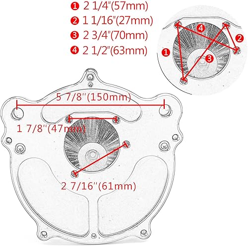 Miniatura 6 de Filtro de admisión de limpiador de aire cromado para Harley Dyna FXR Low Rider Softail Fatboy Slim 93-2015 Touring Road King Street Glide 1993-07
