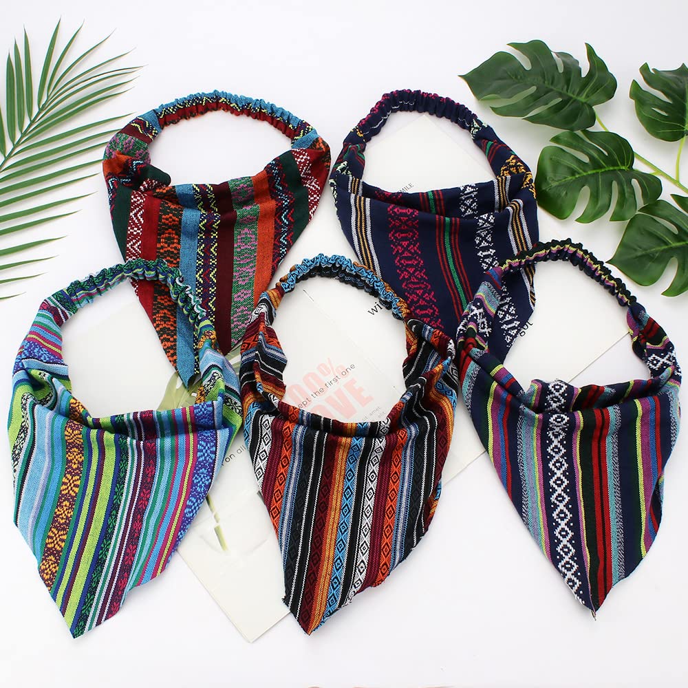 TOBATOBA Boho Headbands for Women - 5 Pcs Hair Accessories Featuring Headbands, Bandanas, and Head Scarves for Women and Girls