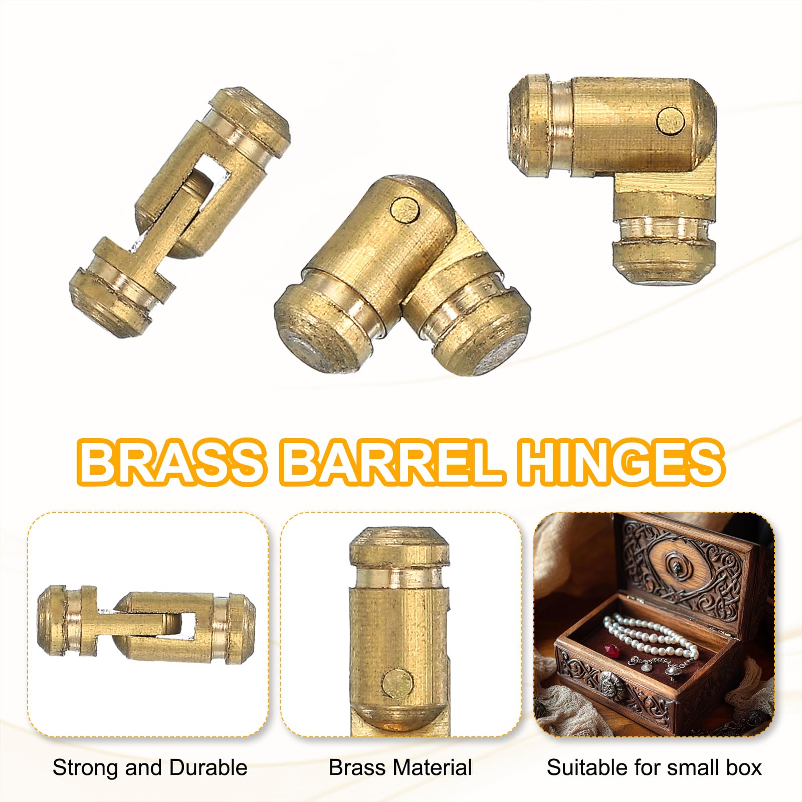 PATIKIL Hidden Brass Barrel Hinges 0.6"x0.2" - Image 3