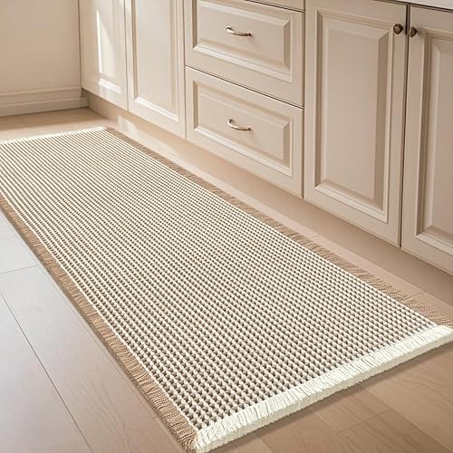 Miniatura 41 de Juego de alfombrilla de baño IM HOME 3 piezas beige, alfombrillas de baño modernas tejidas, alfombrilla de baño antideslizante absorbente,