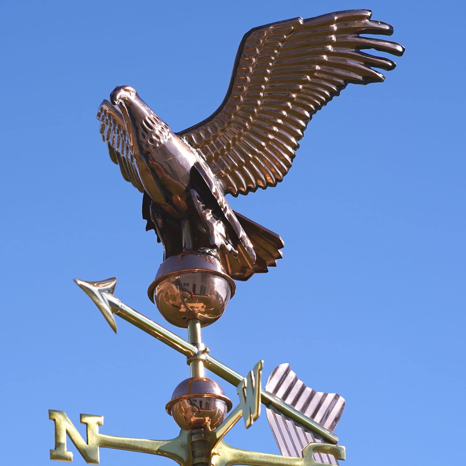 Linneborn Girouette 3D représentant un aigle de 55 cm de long avec support universel en bronze (produit de langue allemande)
