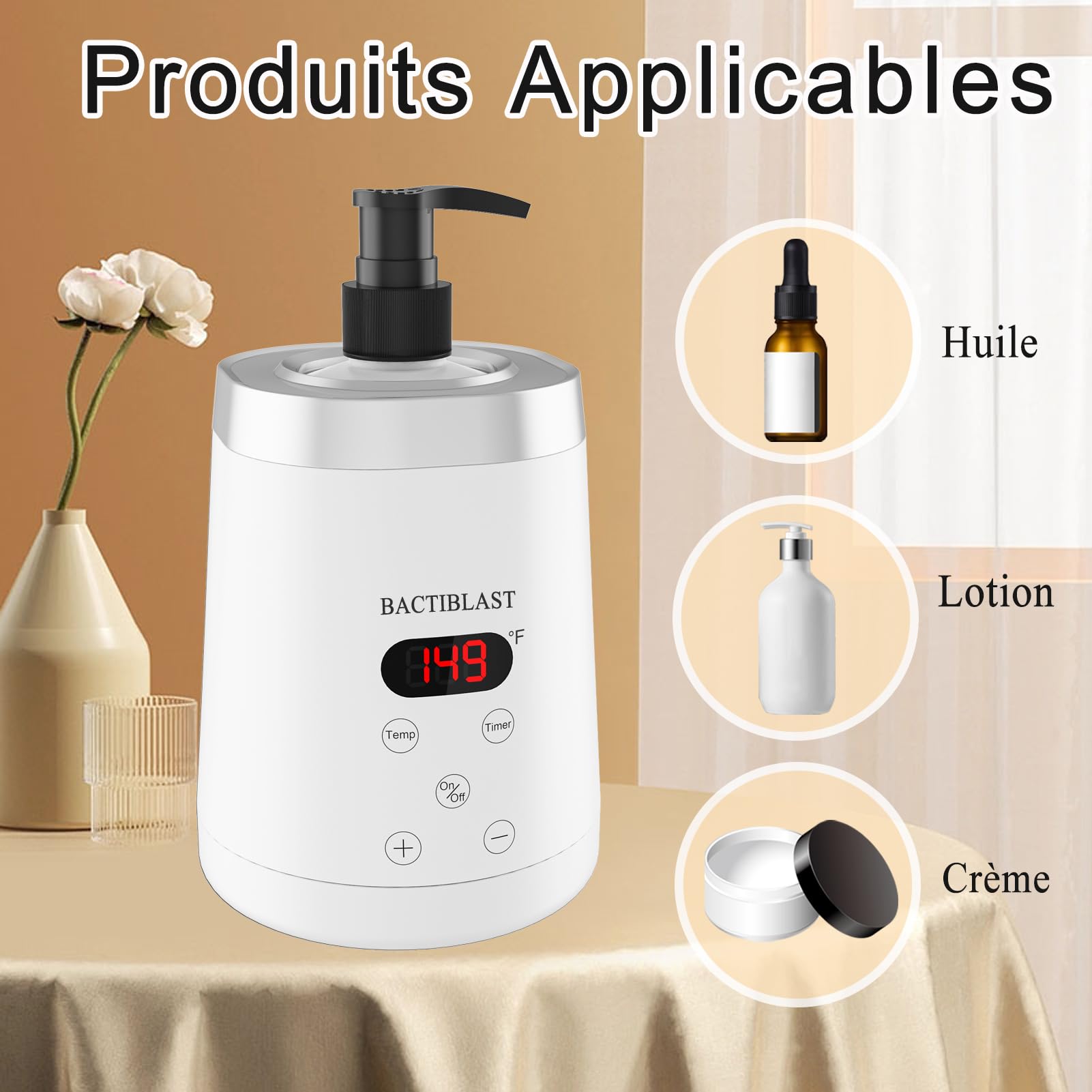 Chauffe huile de massage professionnel avec deux distributeurs et affichage LCD pour spa, salon, maison