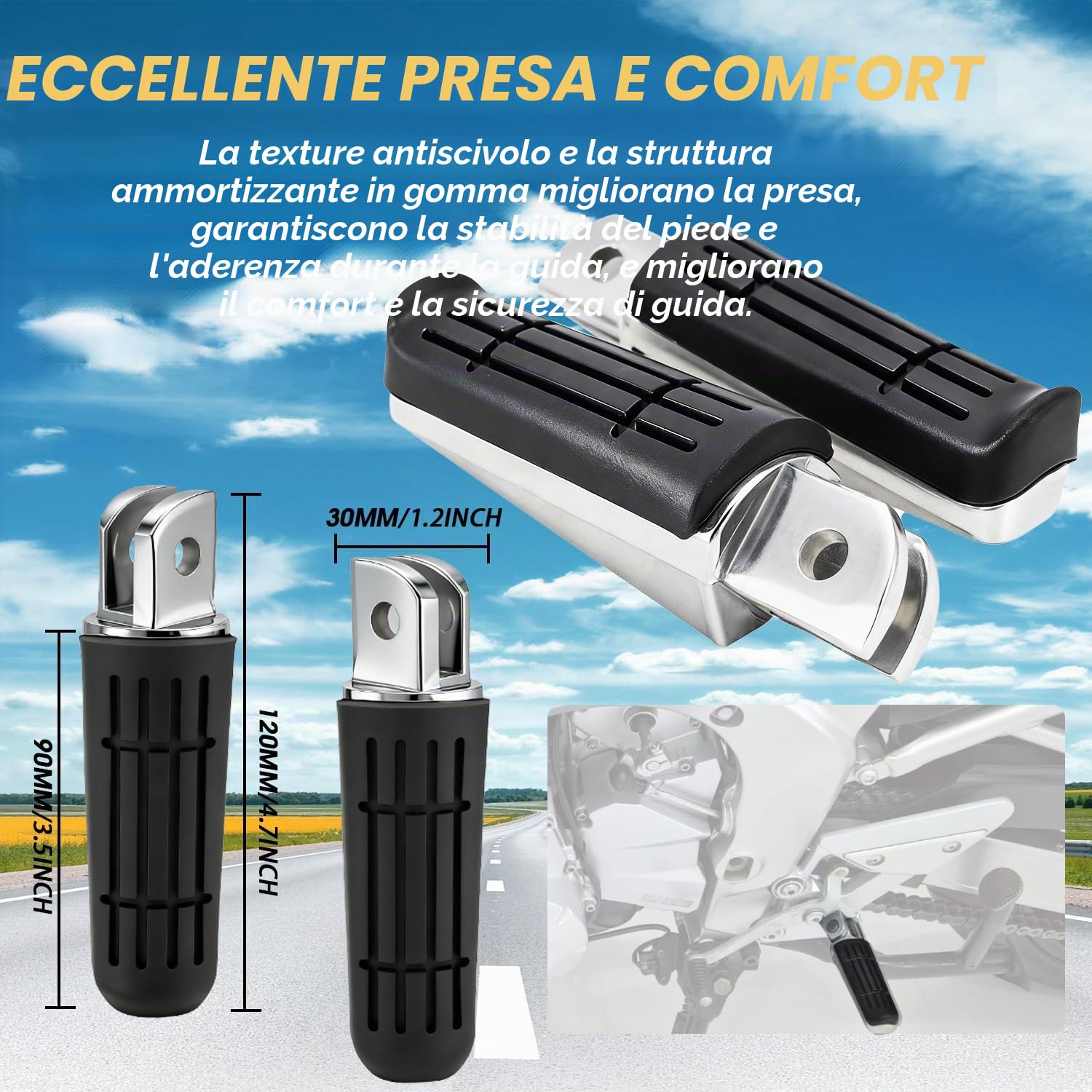 Pedaline Moto,Poggiapiedi Pedane Moto per MT03 MT07 XJ6 TDR125R FZ6 FZ1 FZ6R FZR600 FZS600 FJR1300 XJ600N XJ600S YZF600 R6 YZF600 R6S TDM900 XJ900S YZF1000 R1