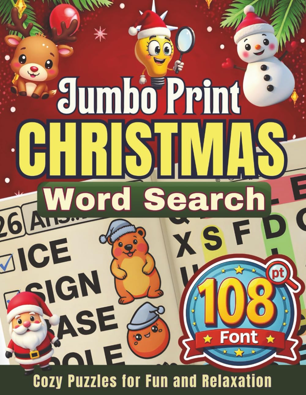 Jumbo Print Christmas Word Search (108 pt Font): Cozy Puzzles for Fun and Relaxation: Brain-Boosting Holiday Games for Seniors, Teens, and Adults with ... Series: Cozy Puzzles for Fun and Relaxation)