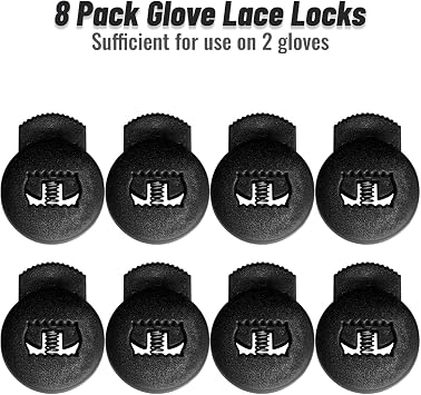 Glove Locks, 8 Pack Baseball Glove Lace Locks, No More Knots Required, Universal Fit for Baseball and Softball Gloves