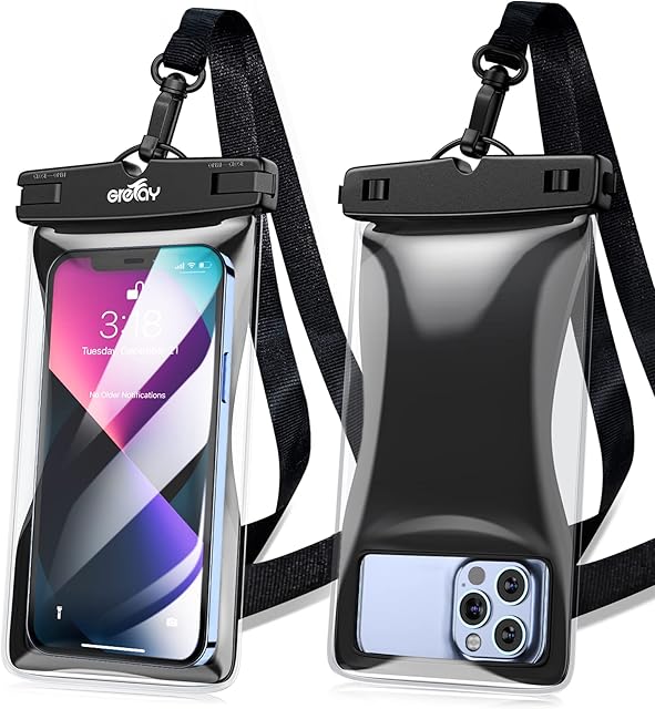 Grefay Pływające Wodoszczelne Etui na Telefon Komórkowy Zestaw 2 Sztuk Pływające etui na Telefon Komórkowy Pyłoszczelne etui z Smyczą Kompatybilne ze Smartfonami o Przekątnej do 6,8 Cali