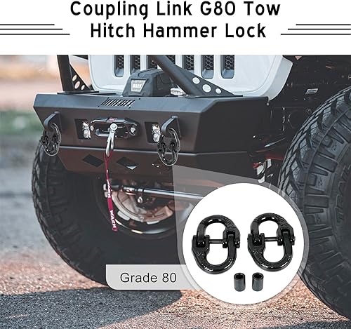 Miniatura 3 de 2 unids 12 "acoplamiento enlace grado 80 remolque enganche seguridad cadena martillo bloqueo para camión negro