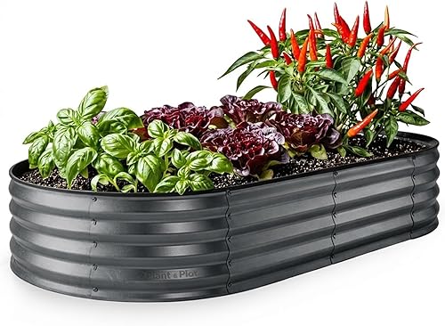 Vista 18 de Plant & Plot Camas de jardín elevadas galvanizadas para exteriores/ Jardinera elevada de 6 x 3 x 1 pie para jardinería, verduras, flores, caja