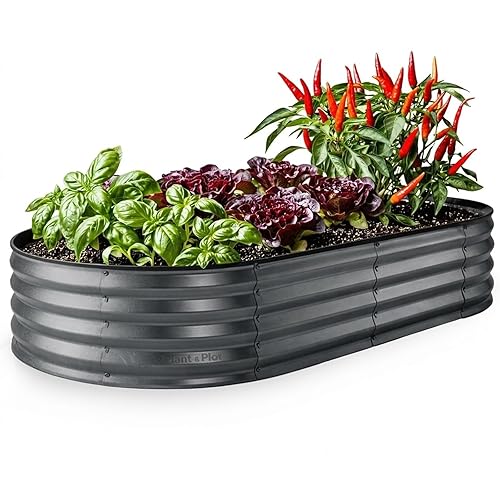 Plant & Plot Galvanized Raised Garden Beds Outdoor // 6×3×1