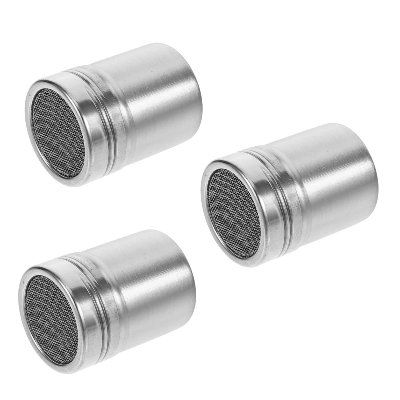 HOLIDYOYO 3pcs Seasoning Shaker Powdered Sugar Shaker Coffee Sifter with Lid Shaker for Coffee Powdered Sugar Container Fine Dispenser Kitchen Shaket Flour Cooking Shaker Silver