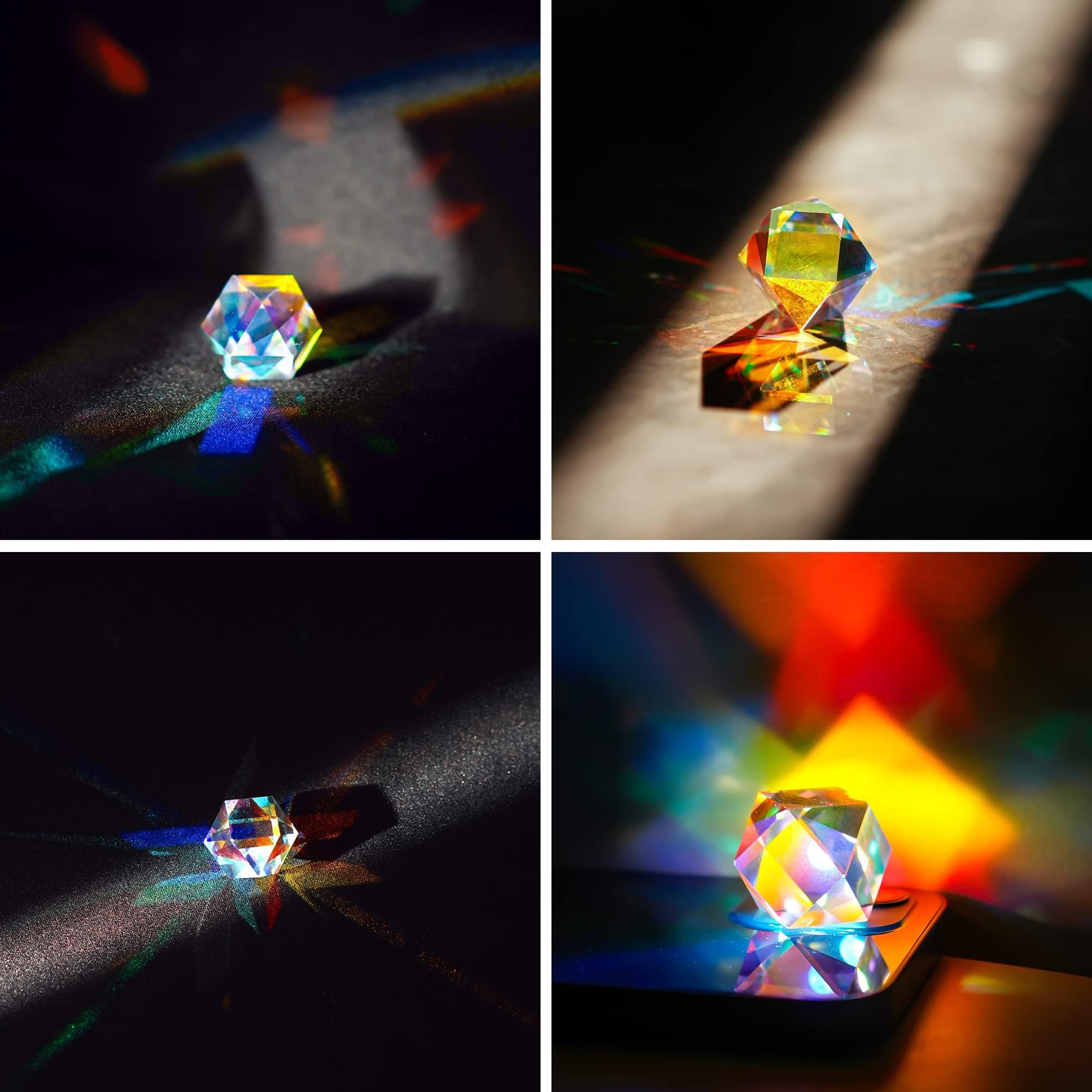 Prisme optique à facettes en cristal de couleur - Réfractant la lumière - Prismes scientifiques en verre pour enfants