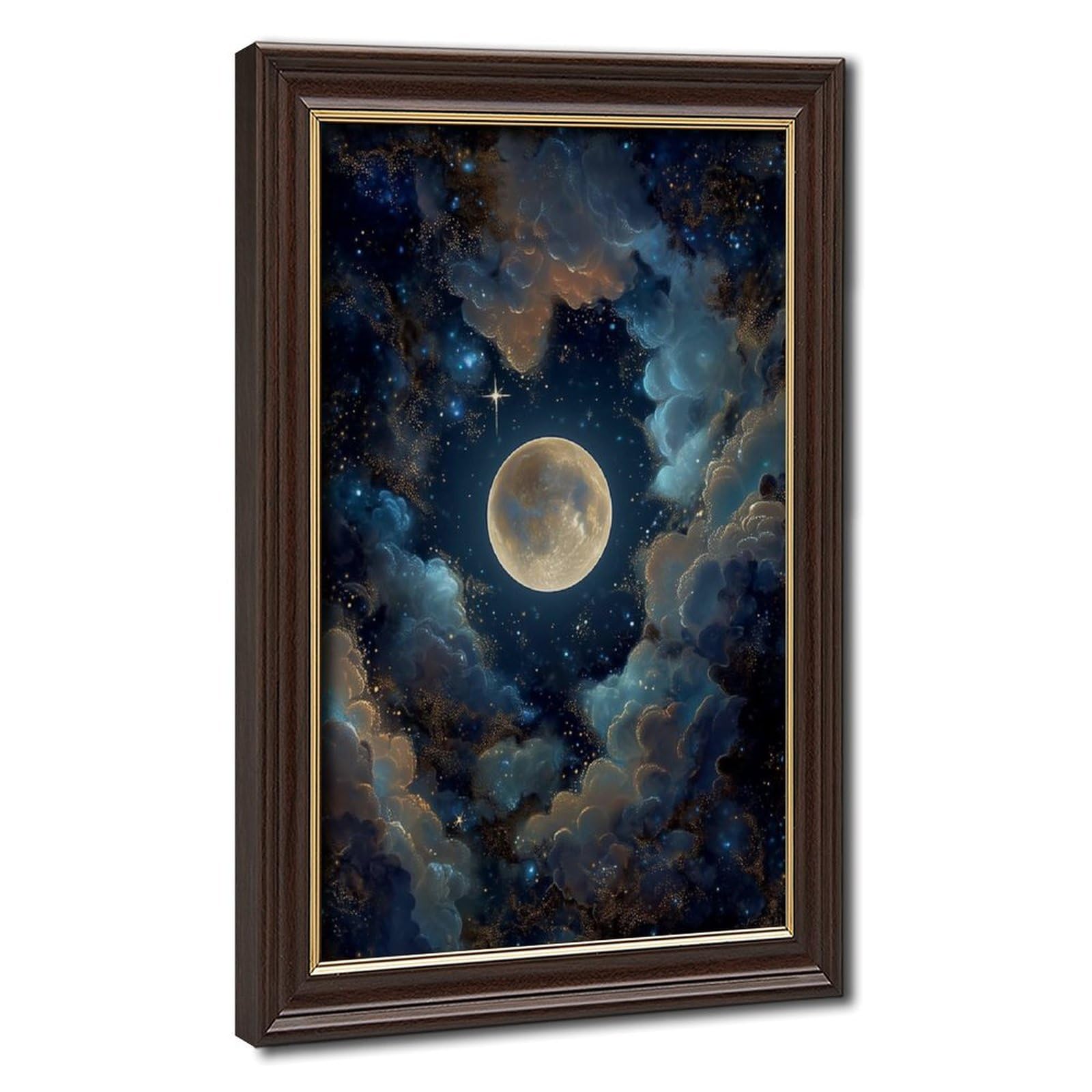 Bareronor Celestial Moon Poster Canvas Poster Bedroom Decor Landscape Office Room Decor Gift 12" L X 18" W