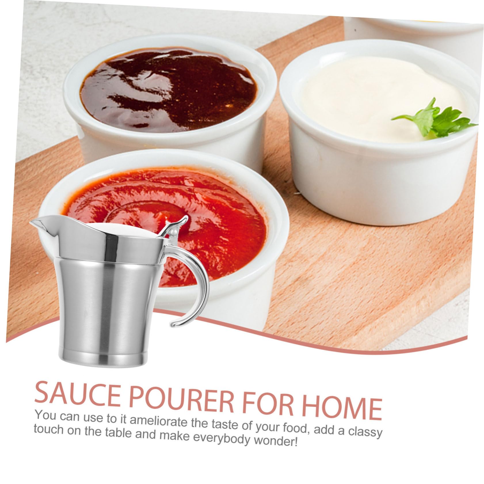 Toyvian Dispensador de Salsa de Acero Inoxidable 304 500 Ml, Olla para Salsa para Restaurante, Vertedor para Condimentos, Resistente a Temperaturas Altas y Bajas, para Hogar y Catering