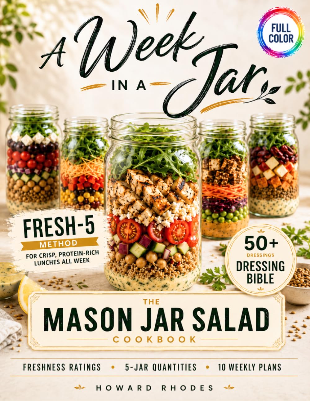 A Week in a Jar. The Mason Jar Salad Cookbook: The FRESH-5 Method for Flavorful, Protein-Rich Make-Ahead Lunches That Stay Crisp, Keep You Full, and Simplify Your Week