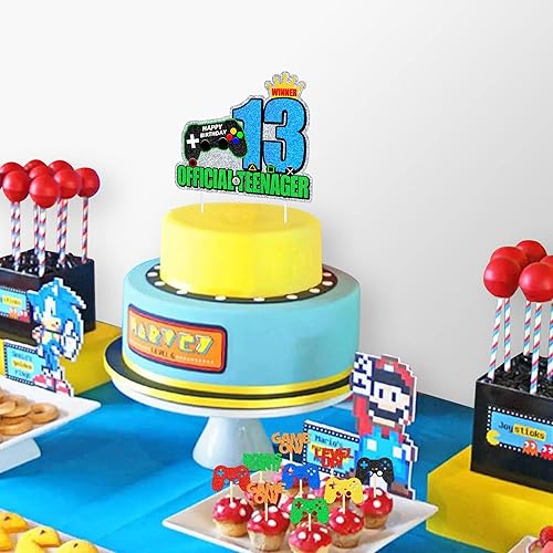Miniatura 6 de 1 decoración oficial para pastel de 13 años, decoración de cumpleaños de 13 años, decoración de pastel de videojuegos, decoración de pastel para