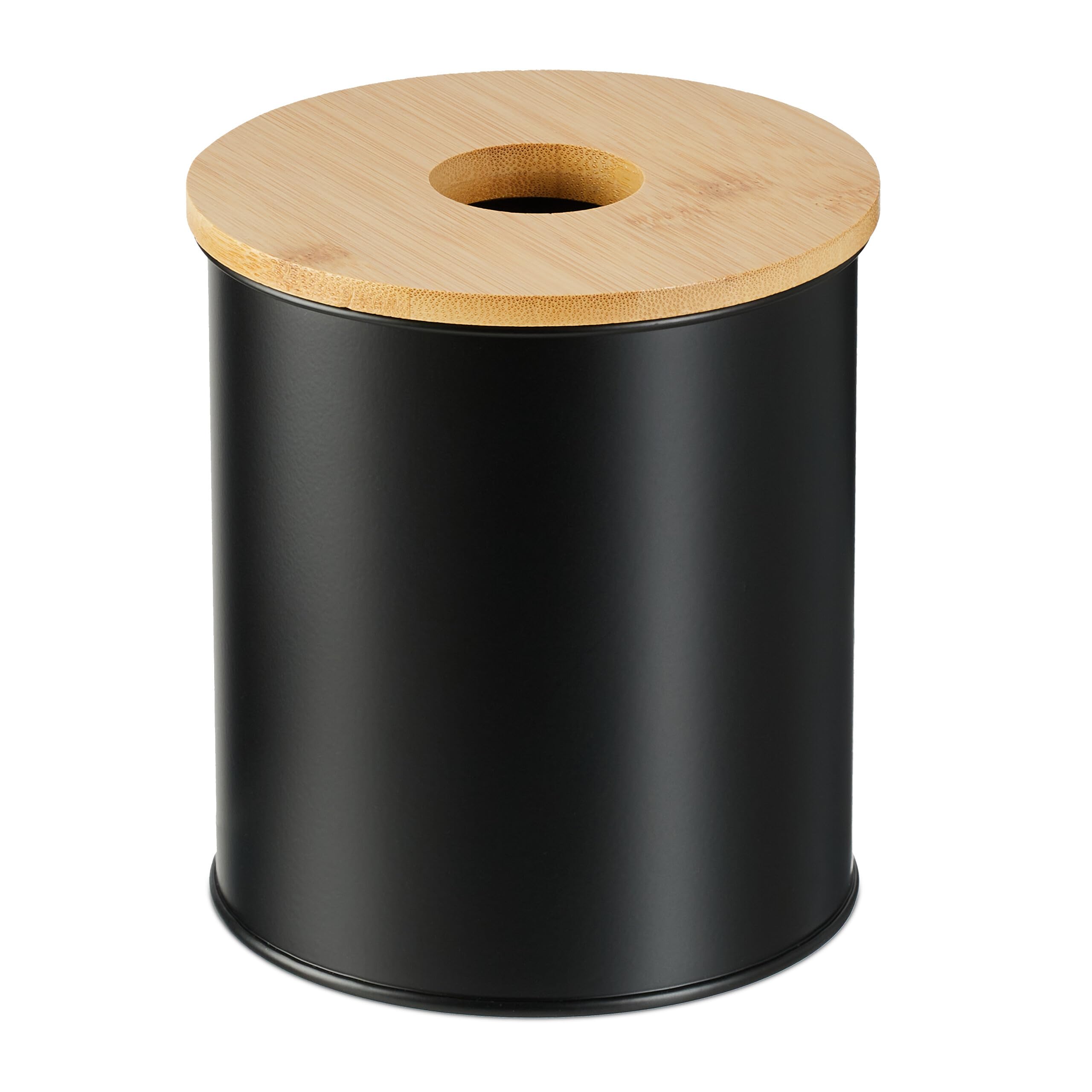 Poubelle de salle de bain 2 litres ronde noire petite poubelle coiffeuse bambou