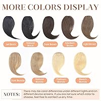 Vista 5 de Hairro Extensiones de flequillo lateral ondulado con clip, 100% cabello humano, 2 piezas con clip en la parte media, flequillo francés, lados