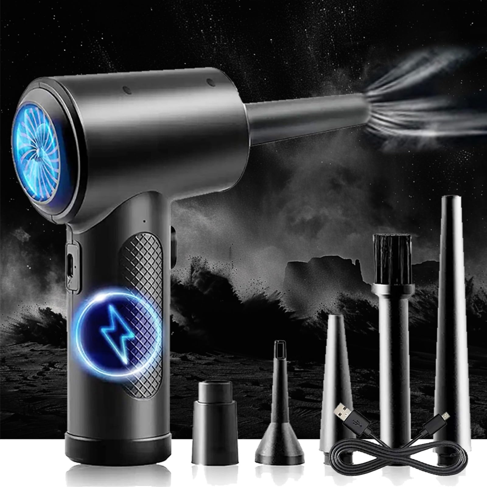 Dépoussiéreur électrique Souffleur de poussière Portable Multifonctionnel Double Usage Voiture et Maison Ménage Quotidien sans Fil, Haute Vitesse
