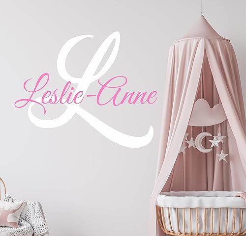 Fancy Cursive - Calcomanía de vinilo personalizada con nombre personalizado, 45 pulgadas de ancho, calcomanía con nombre de niña, nombre de niña,