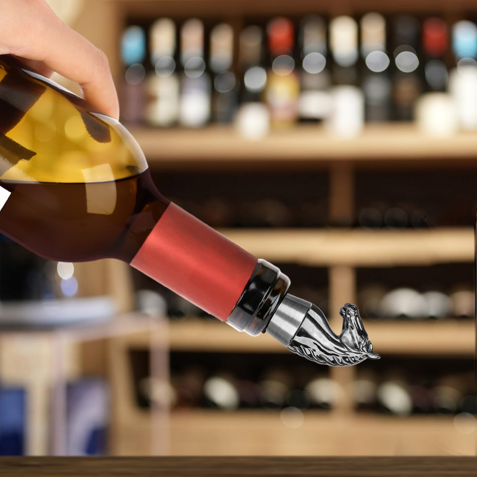 Pferd Weinflaschenverschluss, Pferde Geschenk Weingeschenke Geburtstagsgeschenke für Männer Frauen, Pferde Deko Pferdekopf Weinverschluss für Wein Champagner Silber
