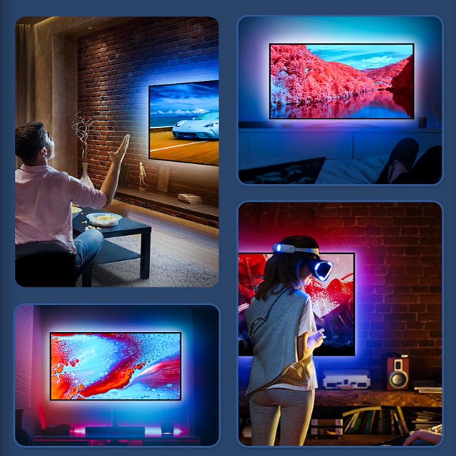 Luces LED para TV, retroiluminación, música, sincronización de Color, Tira de Luces LED Inteligente, con Caja de sincronización para música y Juegos (tamaño: 79" a 99")