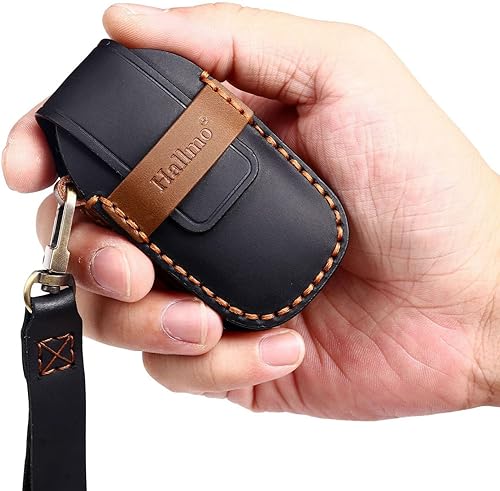 Miniatura 6 de Funda de cuero genuino para llavero de 4 botones para Hyundai KONA 2018-2023 Smart Key Shell Holder Protector (negro)