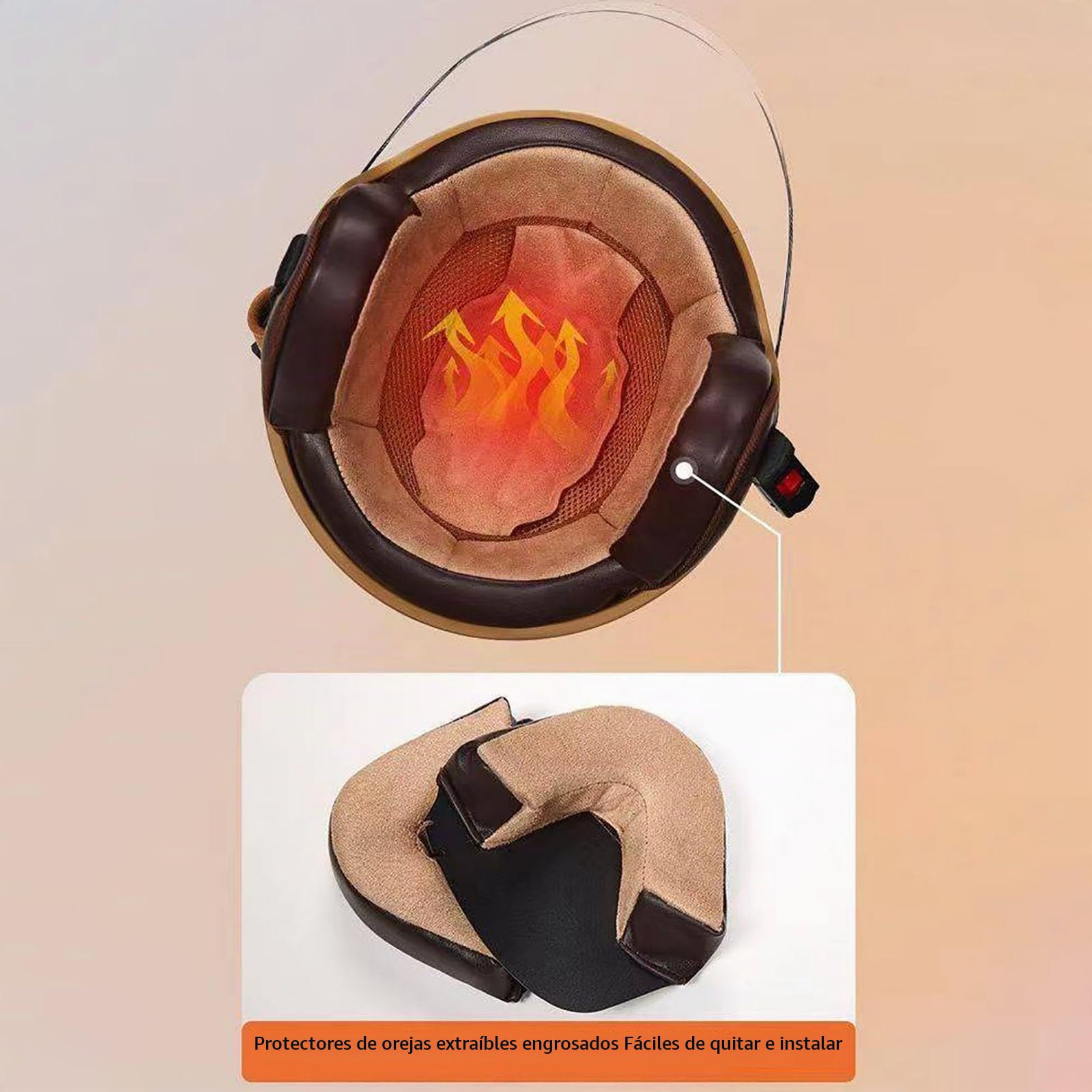 Casco Jet con Visera Solar, Casco de Moto para Hombre y Mujer, Casco de Scooter, Casco Ciclomotor, Chopper,Moto, Casco Abierto, Casco Piloto,Certificado ECE BeigeA