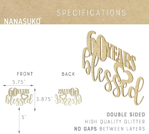 Miniatura 2 de nanasuko 60cumpleaños tarta60años BendecidoCalidad Premium fabricado en Estados Unidos purpurina color dorado