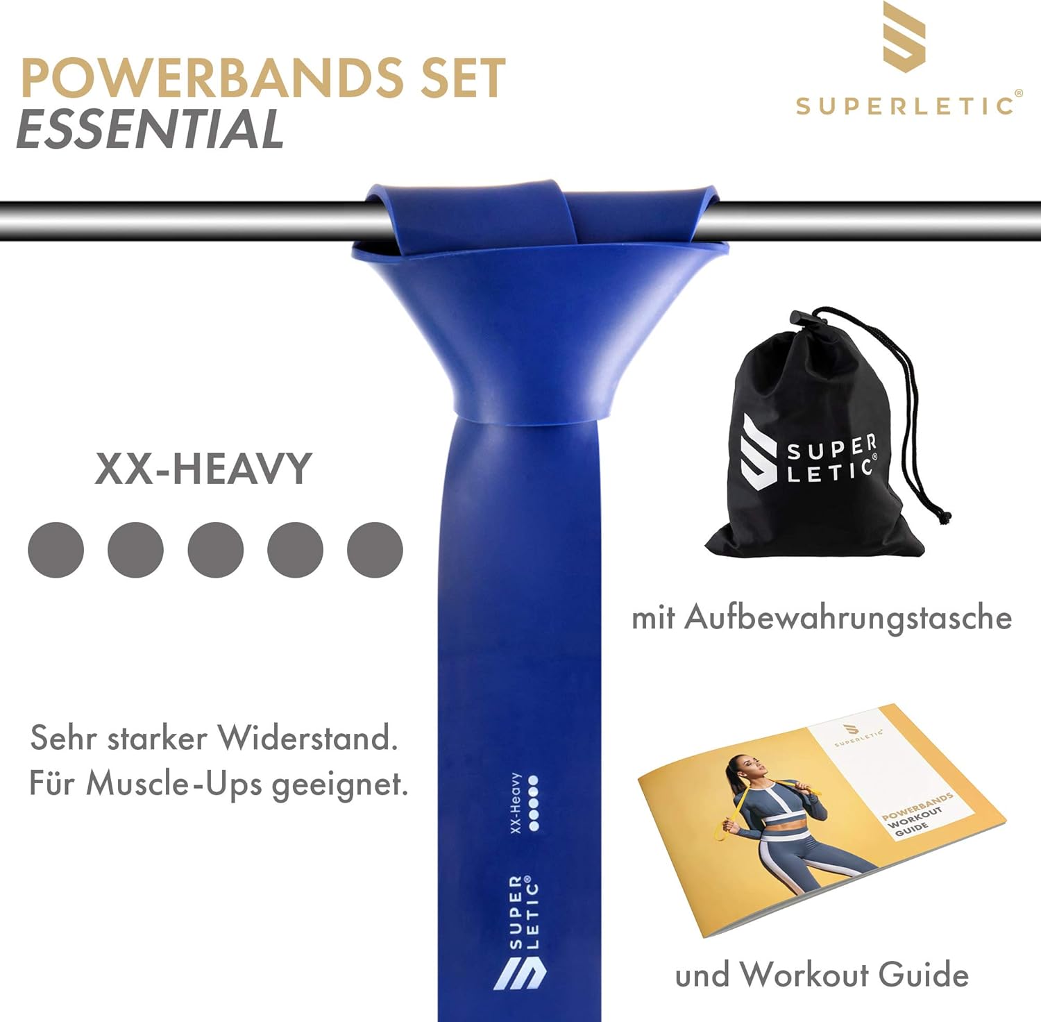 Powerbands Bandes de résistance pour fitness - 5 niveaux de résistance - Avec guide d'entraînement (français non garanti) — vue 3
