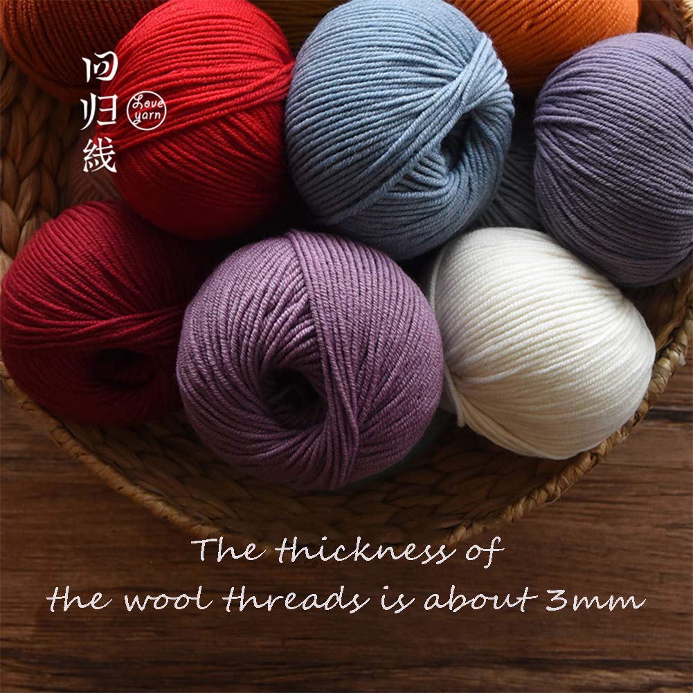 300G Pura Lana Merino Bolas para Hacer Punto y Ganchillo, 23 Colores Disponibles, Suave y cálido,02
