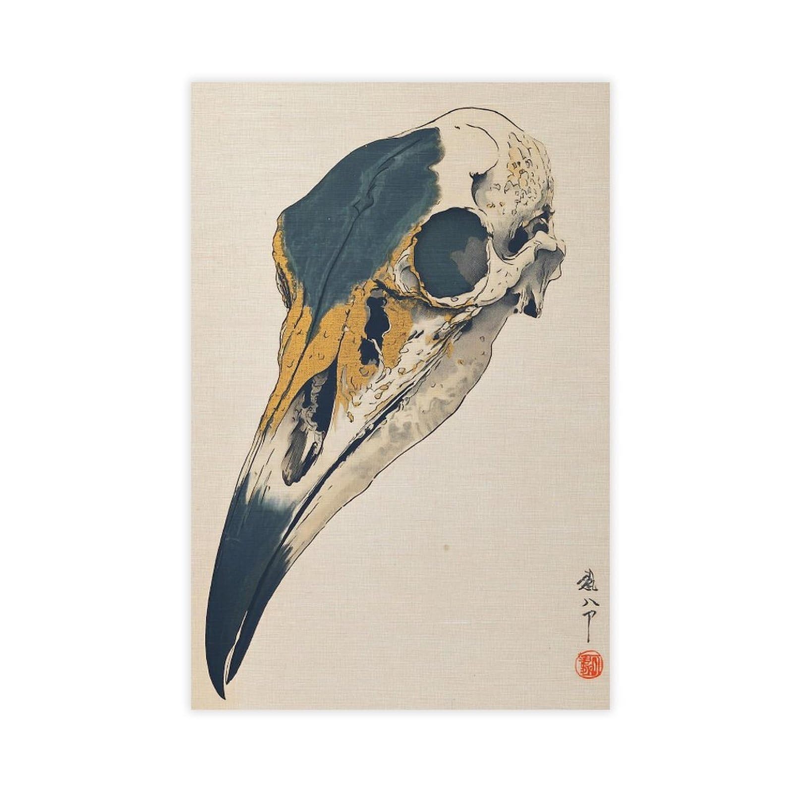 Intricato poster su tela con teschio di corvo per la decorazione della casa
