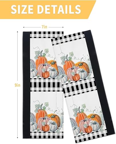 Miniatura 6 de Juego de 2 fundas para manijas de puerta de refrigerador con diseño de calabaza de Acción de Gracias, para lavavajillas, microondas, horno, nevera,
