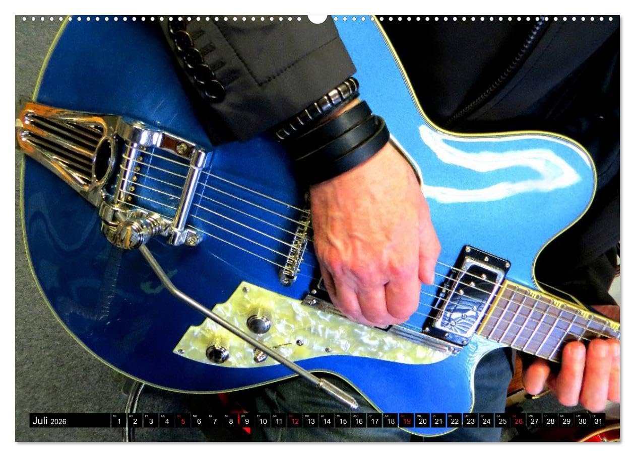JAZZGITARREN in Szene gesetzt (hochwertiger Premium Wandkalender 2026 DIN A2 quer), Kunstdruck in Hochglanz: Auf jedem Kalenderblatt präsentiert sich ... beliebte Gitarrenschönheit (CALVENDO Kunst)