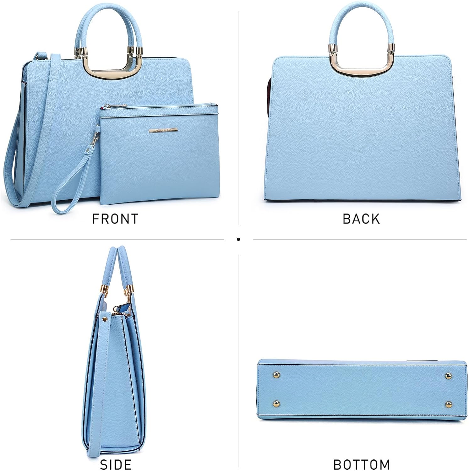 Womens Handbag Top Handle Shoulder Bag Tote Satchel Purse Work Bag with Matching Wallet - Image 3