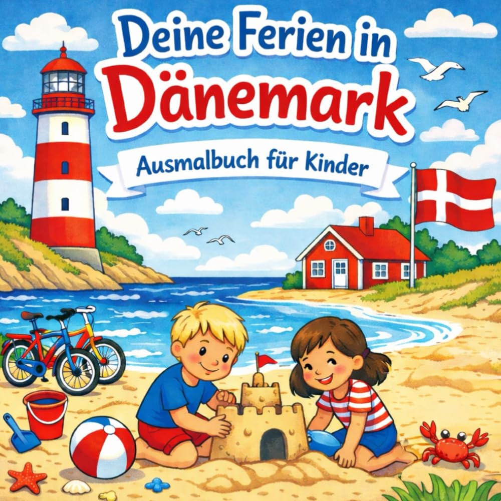 Deine Ferien in Dänemark – Ausmalbuch für Kinder